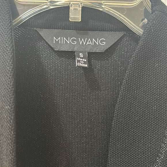 MING WANG OPEN CARDIGAN SWEATER WOMEN Sz SMALL BLACK FLORAL LONG SLEEVES - Picture 8 of 13